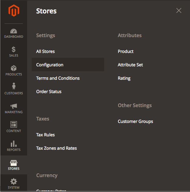 Go to &ldquo;Configuration&rdquo; in the &ldquo;Stores&rdquo; menu.